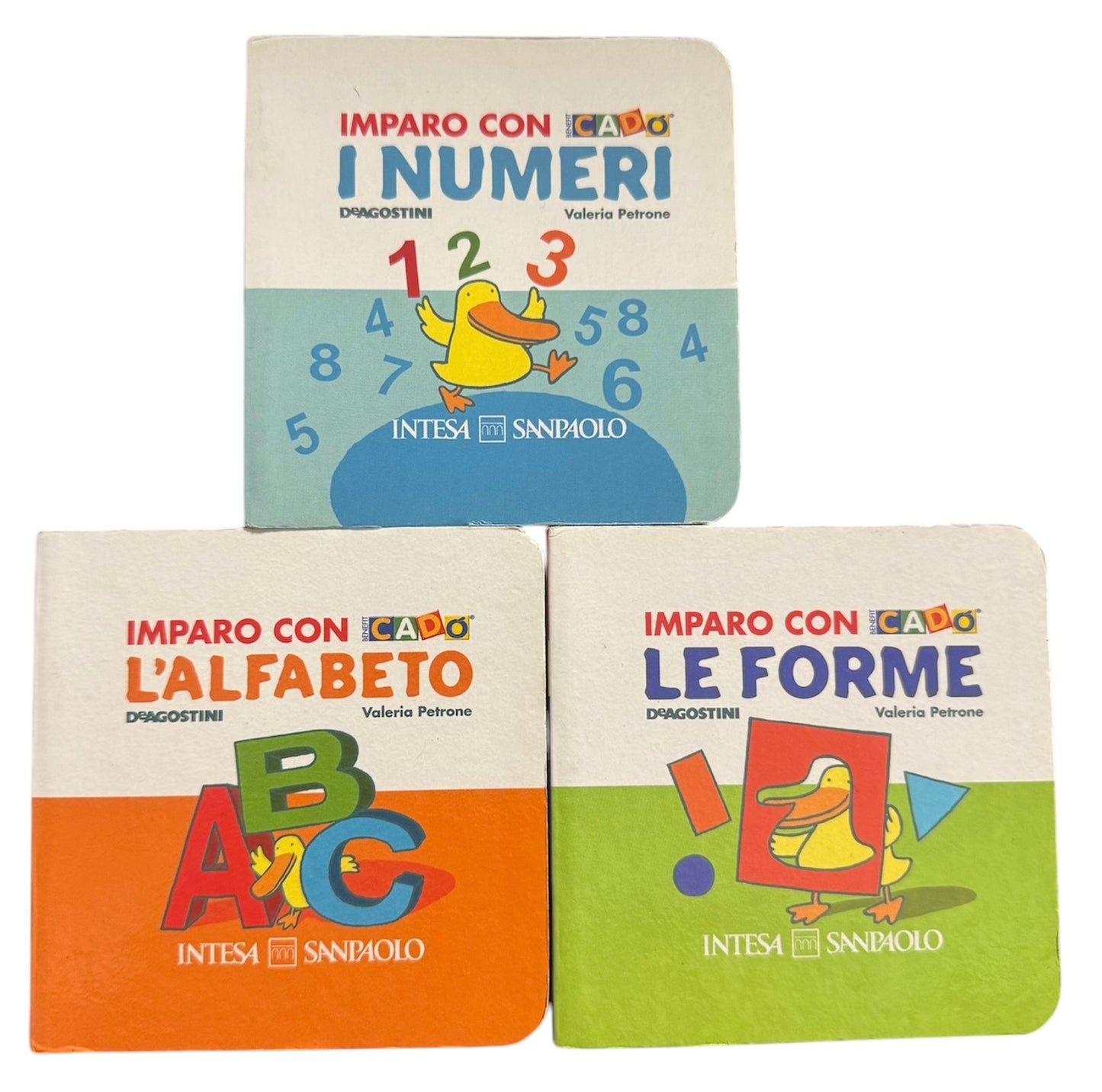 3 libri Impara con Cadò I NUMERI - LE FORME - L'ALFABETO De Agostini