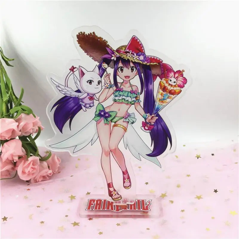 Anime Fairy Tail Natsu Erza Gajeel Lucy ornamenti acrilici a doppia faccia 15cm