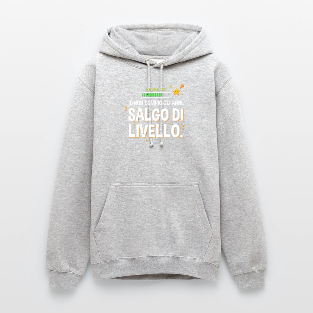 IO NON COMPIO GLI ANNI SALGO DI LIVELLO - FELPA UNISEX - light heather grey