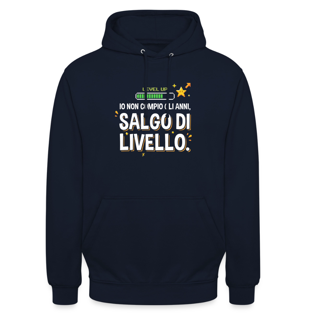 IO NON COMPIO GLI ANNI SALGO DI LIVELLO - FELPA UNISEX - navy