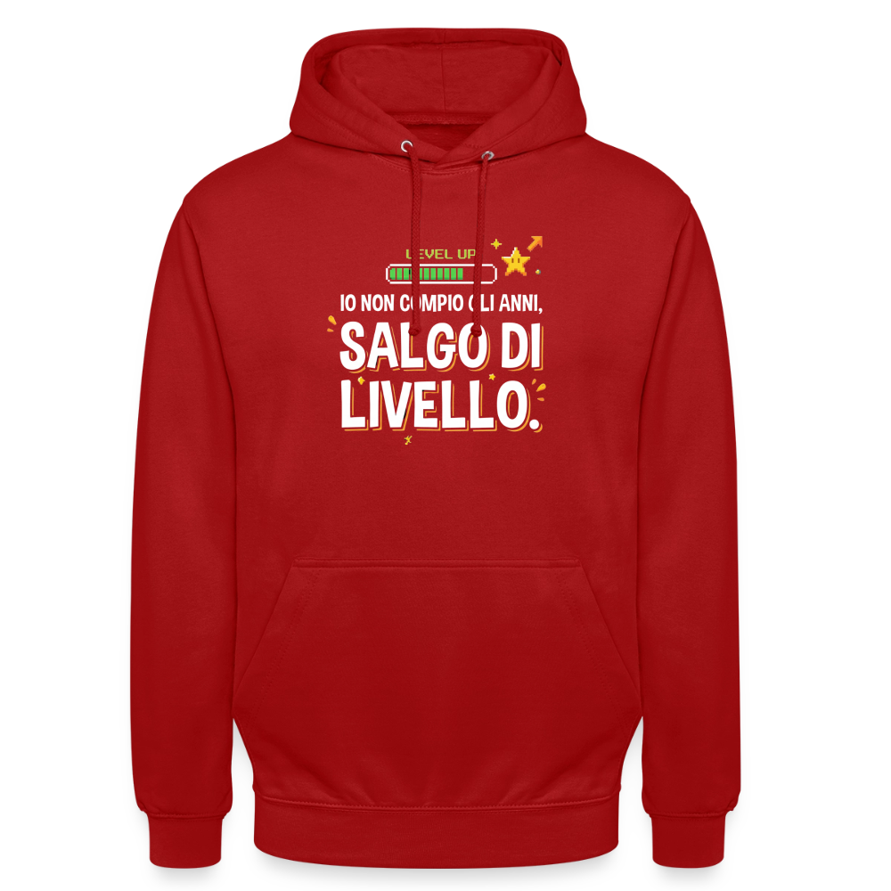 IO NON COMPIO GLI ANNI SALGO DI LIVELLO - FELPA UNISEX - red
