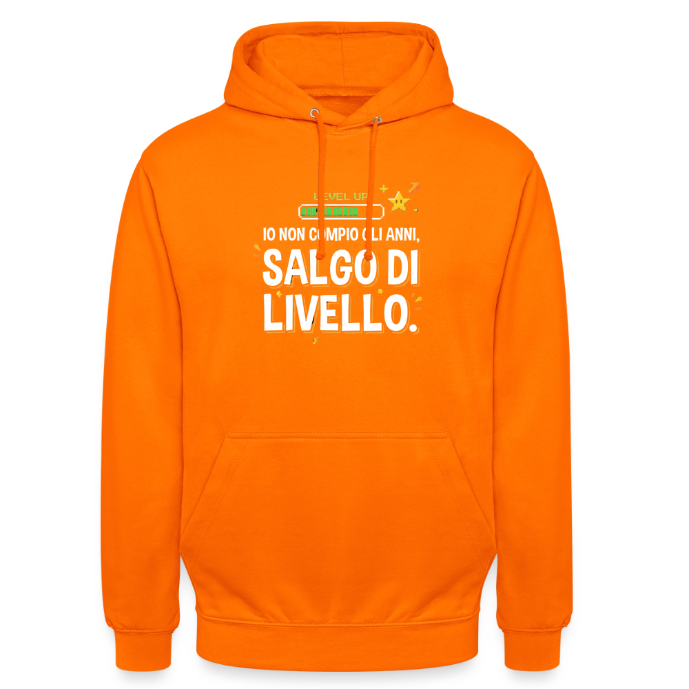 IO NON COMPIO GLI ANNI SALGO DI LIVELLO - FELPA UNISEX - orange