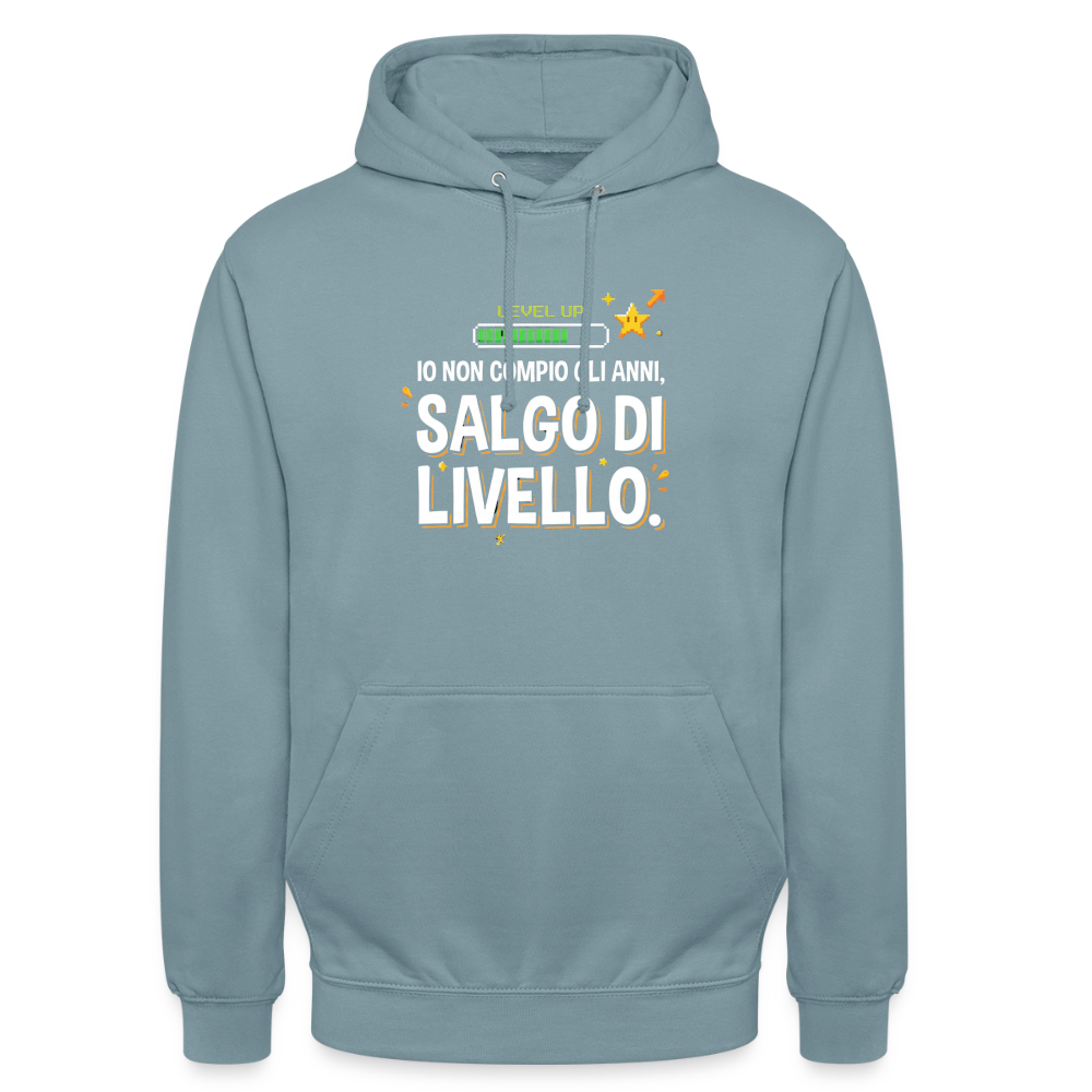 IO NON COMPIO GLI ANNI SALGO DI LIVELLO - FELPA UNISEX - stonewash blue