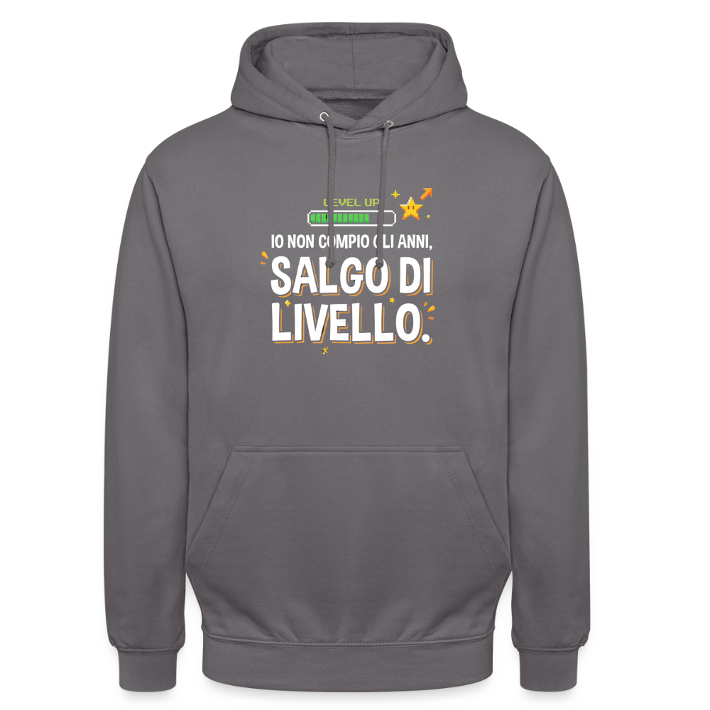 IO NON COMPIO GLI ANNI SALGO DI LIVELLO - FELPA UNISEX - elephant grey