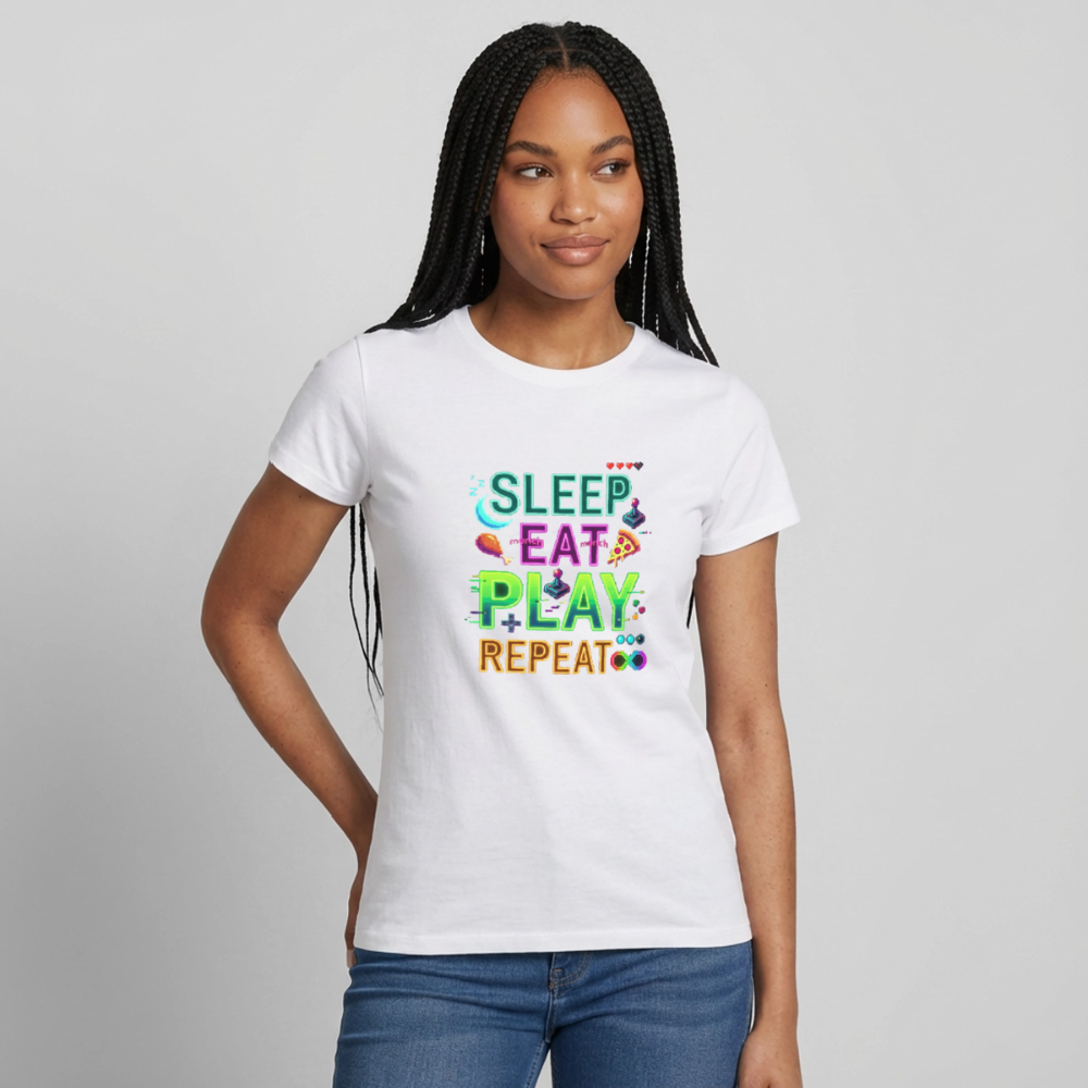 SLEEP EAT PLAY REPEAT - donna - white