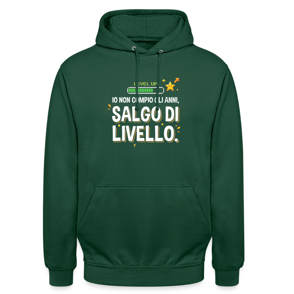 IO NON COMPIO GLI ANNI SALGO DI LIVELLO - FELPA UNISEX - bottle green