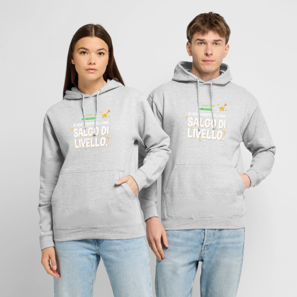 IO NON COMPIO GLI ANNI SALGO DI LIVELLO - FELPA UNISEX - light heather grey